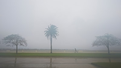 A jogger trots as rain falls ahead of the arrival of Hurricane Milton, Wednesday, Oct. 9, 2024, in Tampa, Fla. (AP Photo/Julio Cortez) (AP) A jogger trots as rain falls ahead of the arrival of Hurricane Milton, Wednesday, Oct. 9, 2024, in Tampa, Fla. (AP Photo/Julio Cortez) (AP)