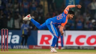 Reddy also took his first international wicket on the day that he scored his first half-century by dismissing Tanzim Hasan Sakib. He then dismissed Mahmudullah in the final over of the match. (AP) Reddy also took his first international wicket on the day that he scored his first half-century by dismissing Tanzim Hasan Sakib. He then dismissed Mahmudullah in the final over of the match. (AP)
