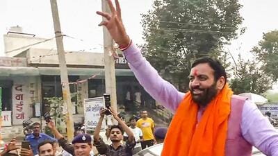 Nayab Singh Saini credited PM Narendra Modi’s policies and schemes over the last 10 years that benefitted the poor. (PTI photo) Nayab Singh Saini credited PM Narendra Modi’s policies and schemes over the last 10 years that benefitted the poor. (PTI photo)