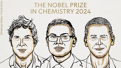 David Baker, Demis Hassabis, and John Jumper. (X / @NobelPrize) David Baker, Demis Hassabis, and John Jumper. (X / @NobelPrize)