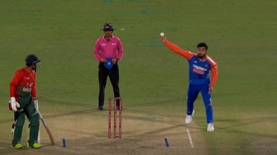 Riyan Parag delivered a bizarre no-ball in the 2nd T20I. (X Image) Riyan Parag delivered a bizarre no-ball in the 2nd T20I. (X Image)