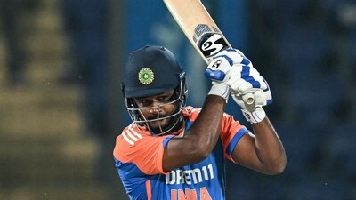 India's Sanju Samson was dismissed for just 10 in the second T20I. (AFP)