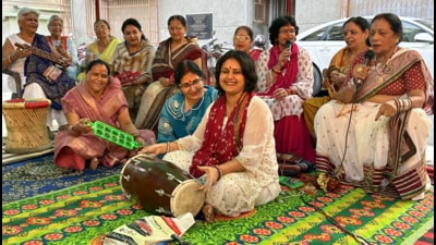 Seen in the photo, from left—Pushpa, Mithilesh, Rukmani, Anita , (second) Pushpa , Preeti, Ranjana, Madhu, Rekha , Upasna, Seeta , Priya (HT Photo) Seen in the photo, from left—Pushpa, Mithilesh, Rukmani, Anita , (second) Pushpa , Preeti, Ranjana, Madhu, Rekha , Upasna, Seeta , Priya (HT Photo)