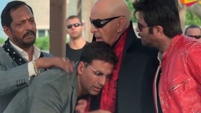 Akshay Kumar, Anil Kapoor, Nana Patekar, and Feroz Khan in a still from Welcome Akshay Kumar, Anil Kapoor, Nana Patekar, and Feroz Khan in a still from Welcome