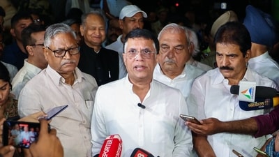 Congress Spokesperson Pawan Khera addresses the media after a meeting of Congress delegation with the Election Commission over concerns on Haryana Assembly election results, in New Delhi on Wednesday. (ANI) Congress Spokesperson Pawan Khera addresses the media after a meeting of Congress delegation with the Election Commission over concerns on Haryana Assembly election results, in New Delhi on Wednesday. (ANI)