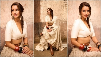 The actor accessorised the ensemble with colourful chunky bracelets, oxidised silver jhumkis, and tan heels leather boots. She tied her hair in a side-parted messy braid, and for the glam, she chose smokey eyes, mascara-adorned lashes, and blush pink lips.&nbsp; 