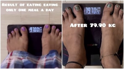 “From 97 kg to 79kg—one meal a day, every day. It’s not just a diet; it’s my lifestyle,” mentioned the woman. (Instagram/@one.mealday) “From 97 kg to 79kg—one meal a day, every day. It’s not just a diet; it’s my lifestyle,” mentioned the woman. (Instagram/@one.mealday)