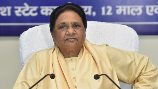 Bahujan Samaj Party (BSP) chief Mayawati during a meeting of the party's office bearers, at the party office in Lucknow, (File image) (PTI)