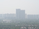 A hazy view of the city seen amid rising air pollution levels Delhi-NCR, in Noida, India October 02. (Photo by Sunil Ghosh / Hindustan Times) A hazy view of the city seen amid rising air pollution levels Delhi-NCR, in Noida, India October 02. (Photo by Sunil Ghosh / Hindustan Times)