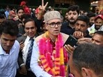 Former chief minister Omar Abdullah in Srinagar. (HT PHOTO)