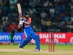 India's Rinku Singh plays a shot during the second T20I.