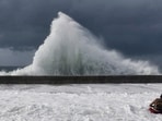 Waves crash over Havana's seafront boulevard El Malecon as Hurricane Milton passes close to the Cuban coast, Havana, Cuba, October 9, 2024. REUTERS/Norlys Perez
