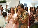 Vivek Oberoi and wife Priyanka during puja at home.