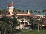 The Atlantic Ocean is seen adjacent to President Donald Trump's beach front Mar-a-Lago resort in Palm Beach, Florida.