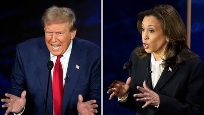 Trump noted that he accepted an invitation for a faceoff with Harris that would have been organised by Fox News on September 4, despite her decision to “turn it down.” (AP) Trump noted that he accepted an invitation for a faceoff with Harris that would have been organised by Fox News on September 4, despite her decision to “turn it down.” (AP)