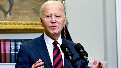 US President Joe Biden speaks on Hurricane Milton in the Roosevelt Room of the White House in Washington, DC, US, on Wednesday, Oct. 9, 2024. (Bloomberg)