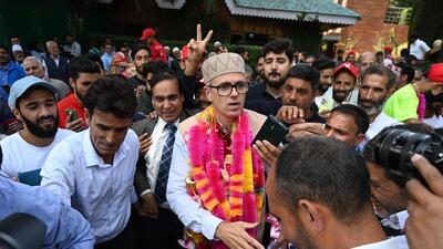 Former chief minister Omar Abdullah in Srinagar. (HT PHOTO)
