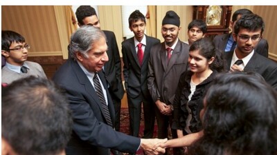 Arnav Sahu shared image of him meeting Ratan Tata at Cornell University