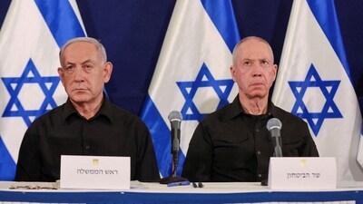 FILE PHOTO: Israeli prime minister Benjamin Netanyahu and Defence Minister Yoav Gallant during a press conference. (via REUTERS)