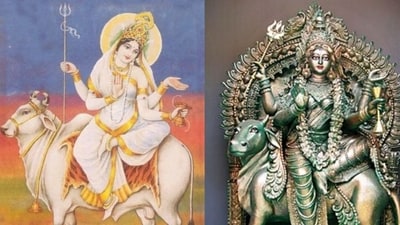 Day 8 of Navratri this year, dated October 10, is dedicated to Maa Mahagauri (Photos: X, Wikipedia) Day 8 of Navratri this year, dated October 10, is dedicated to Maa Mahagauri (Photos: X, Wikipedia)