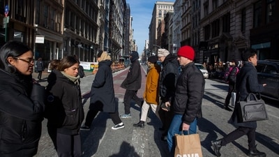 In the US, Consumer prices rose just 2.4% in September from a year earlier, down from 2.5% in August, and the smallest annual rise since February 2021. (Bloomberg) In the US, Consumer prices rose just 2.4% in September from a year earlier, down from 2.5% in August, and the smallest annual rise since February 2021. (Bloomberg)