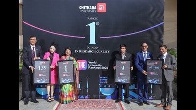 The global ranking highlights Chitkara University’s performance in key areas, including research quality and industry knowledge transfer. (HT)