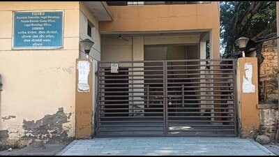The locked legal metrology office as staff have been assigned poll duties. (HT photo)