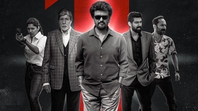 Vettaiyan Twitter reactions: Ritika Singh, Amitabh Bachchan, Rajinikanth, Rana Daggubati, Fahadh Faasil in a still from the film.