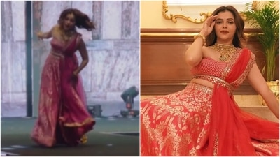 Rubina Dilaik almost falls on the runway. Rubina Dilaik almost falls on the runway.