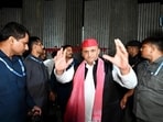 Akhilesh Yadav reached the JPNIC late on Thursday night. (HT Photo) Akhilesh Yadav reached the JPNIC late on Thursday night. (HT Photo)