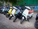 Ola Electric S1 Pro electric scooters lined up
