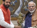 Prime Minister Narendra Modi with Haryana chief minister Nayab Singh Saini at a meeting in New Delhi on Wednesday. (PTI Photo) Prime Minister Narendra Modi with Haryana chief minister Nayab Singh Saini at a meeting in New Delhi on Wednesday. (PTI Photo)