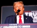 AURORA, COLORADO - OCTOBER 11: Republican presidential nominee, former U.S. President Donald Trump, speaks at a rally at the Gaylord Rockies Resort and Convention Center on October 11, 2024 in Aurora, Colorado. Trump is campaigning in key states ahead of the November 5th presidential election.   Michael Ciaglo/Getty Images/AFP (Photo by Michael Ciaglo / GETTY IMAGES NORTH AMERICA / Getty Images via AFP)