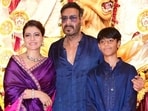 Kajol, Ajay Devgn, and Yug. Kajol, Ajay Devgn, and Yug.