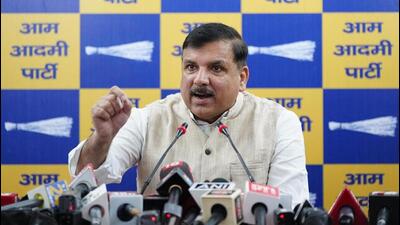 Aam Aadmi Party leader Sanjay Singh during a press conference in New Delhi on Thursday. (HT Photo) Aam Aadmi Party leader Sanjay Singh during a press conference in New Delhi on Thursday. (HT Photo)