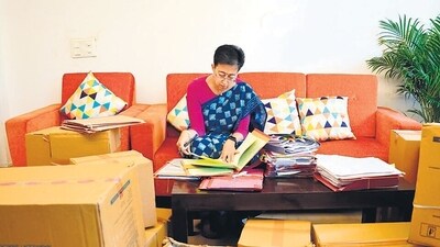 Delhi chief minister Atishi at her Kalkaji house in New Delhi on Thursday. (HT Photo) Delhi chief minister Atishi at her Kalkaji house in New Delhi on Thursday. (HT Photo)