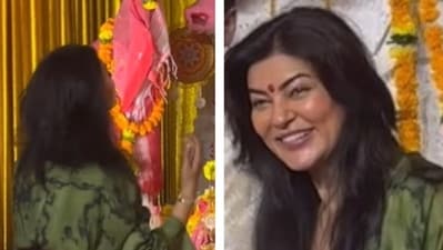 Sushmita Sen visits a Durga Puja pandal in Mumbai Sushmita Sen visits a Durga Puja pandal in Mumbai
