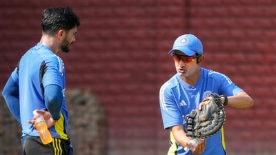 India's Nitish Kumar Reddy with head coach Gautam Gambhir during a practice session. (PTI) India's Nitish Kumar Reddy with head coach Gautam Gambhir during a practice session. (PTI)