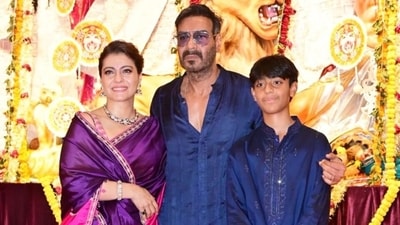 Kajol, Ajay Devgn, and Yug. Kajol, Ajay Devgn, and Yug.
