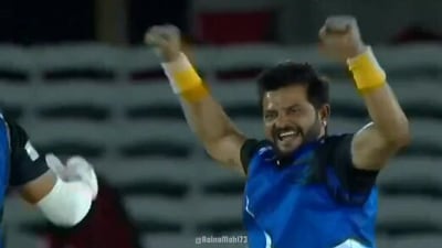 Suresh Raina celebrates after dismissing Shahid Afridi (X) Suresh Raina celebrates after dismissing Shahid Afridi (X)