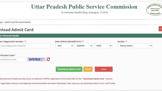 UPPSC admit card 2024 for Technical Education Lecturer released (uppsc.up.nic.in, screenshot)
