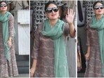 Kareena Kapoor dazzled at the airport in a vibrant kurta set.