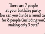 Social media users engaged with a tricky cake-cutting puzzle, sharing various creative solutions.