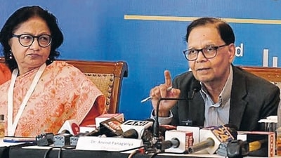16th finance commission head Dr Arvind Panagariya addressing media persons in Chandigarh (HT File) 16th finance commission head Dr Arvind Panagariya addressing media persons in Chandigarh (HT File)