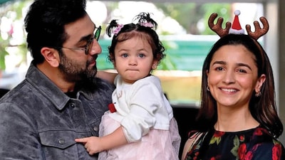 Alia Bhatt with her daughter, Raha and husband, Ranbir Kapoor