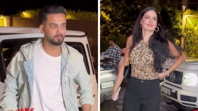 Elvish Yadav and Natasa Stankovic spotted at a mall in Mumbai on Friday evening (Instagram/viralbhayani) Elvish Yadav and Natasa Stankovic spotted at a mall in Mumbai on Friday evening (Instagram/viralbhayani)