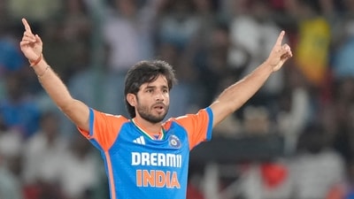 Ravi Bishnoi was India's pick of bowlers and claimed three wickets. Bangladesh managed 164-7 to go down by 133 runs in what was former skipper Mahmudullah Riyad's last T20 for the nation. (AP) Ravi Bishnoi was India's pick of bowlers and claimed three wickets. Bangladesh managed 164-7 to go down by 133 runs in what was former skipper Mahmudullah Riyad's last T20 for the nation. (AP)