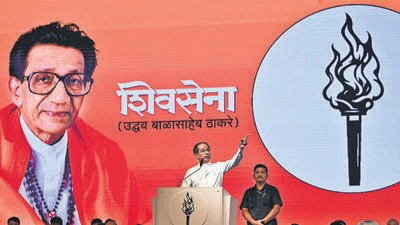 Mumbai, India, October 12, 2024: Uddhav Thackeray, the chief of Shiv Sena (UBT), addressed party workers during the Dussehra Rally at Shivaji Park, Dadar. The event took place in Mumbai, India. (Photo by Raju Shinde/HT Photo) (Hindustan Times) Mumbai, India, October 12, 2024: Uddhav Thackeray, the chief of Shiv Sena (UBT), addressed party workers during the Dussehra Rally at Shivaji Park, Dadar. The event took place in Mumbai, India. (Photo by Raju Shinde/HT Photo) (Hindustan Times)
