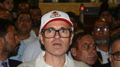 Srinagar: Jammu and Kashmir Chief Minister-designated Omar Abdullah talks with the media after watching the Legends League cricket match between Southern Super Stars and Konark Suryas Odisha, at Bakshi Stadium in Srinagar, Saturday, Oct. 12, 2024. (PTI Photo)(PTI10_12_2024_000276A) (PTI) Srinagar: Jammu and Kashmir Chief Minister-designated Omar Abdullah talks with the media after watching the Legends League cricket match between Southern Super Stars and Konark Suryas Odisha, at Bakshi Stadium in Srinagar, Saturday, Oct. 12, 2024. (PTI Photo)(PTI10_12_2024_000276A) (PTI)