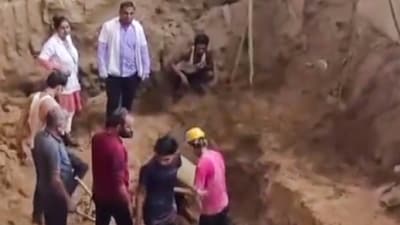 Mehsana: Rescue operation underway after an under-construction building collapsed near Gujarat's Jaslapur (PTI Photo) (PTI) Mehsana: Rescue operation underway after an under-construction building collapsed near Gujarat's Jaslapur (PTI Photo) (PTI)
